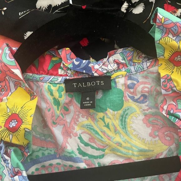 Talbots Cotton Multi Color Floral Button Down Dress - Picture 2 of 6